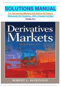  SOLUTIONS MANUAL  For Derivatives Markets 3rd Edition By Robert Mcdonald &lpar;All Chapters&comma; 100&percnt; Original Verified  Grade A&plus;&rpar;