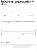 Quality&comma; Continuous Improvement&comma; And Lean Six Sigma WGU D469 &ndash; Questions With Proper Solutions
