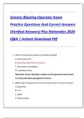 Seismic Blasting Operator Exam  Practice Questions And Correct Answers  &lpar;Verified Answers&rpar; Plus Rationales 2026  Q&A &vert; Instant Download Pdf 