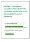 Solid Waste Facilities Operator  Licensing Exam Practice Questions And  Correct Answers &lpar;Verified Answers&rpar; Plus  Rationales 2026 Q&A &vert; Instant  Download Pdf 