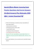 Special Effects Blaster Licensing Exam  Practice Questions And Correct Answers  &lpar;Verified Answers&rpar; Plus Rationales 2026  Q&A &vert; Instant Download Pdf
