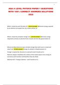 AQA A LEVEL PHYSICS PAPER 1 QUESTIONS WITH 100% CORRECT ANSWERS SOLUTIONS 2025