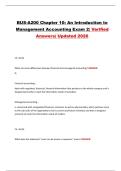 BUS-A200 Chapter 10&colon; An Introduction to Management Accounting Exam 2&vert; Verified Answers&vert; Updated 2026