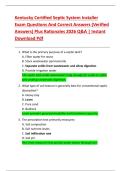 Kentucky Certified Septic System Installer  Exam Questions And Correct Answers &lpar;Verified  Answers&rpar; Plus Rationales 2026 Q&A &vert; Instant  Download Pdf