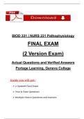 BIOD 331 &vert; NURS 231 Pathophysiology  FINAL EXAM &lpar;2 Version Exam&rpar; Actual Questions and Verified Answers Portage Learning&comma; Geneva College