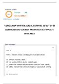 FLORIDA CNA WRITTEN ACTUAL EXAM  QUESTIONS AND CORRECT ANSWERS LATEST UPDATE THISR YEAR- 3 ACTUAL EXAMS  