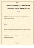 AG ASSOCIATES CERTIFICATION EXAM QUESTIONS AND CORRECT ANSWERS LATEST UPDATE THIS YEAR