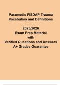 Paramedic FISDAP Trauma Vocabulary and Definitions 2025&sol;2026 &vert; Verified Study Guide