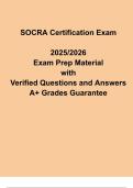 SOCRA Certification Exam Questions and Answers 2025&sol;2026 &vert; Verified Study Guide & Practice Pack
