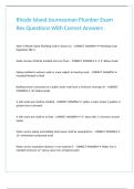 Rhode Island Journeyman Plumber Exam Rev Questions With Correct Answers