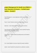 project Management for Health Care &lpar;PMH-C&rpar; &ndash; Exam Questions & Answers &ndash; Verified Latest  Update &ndash; Graded A