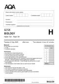 Actual 2025 AQA GCSE BIOLOGY 8461&sol;1H Paper 1 Higher Tier Question Paper &plus; Mark Scheme  Actual 2025 AQA GCSE BIOLOGY 8461&sol;1H Paper 1 Higher Tier Merged Question Paper &plus; Mark Scheme 