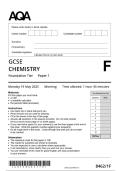Actual 2025 AQA GCSE CHEMISTRY 8462&sol;1F Paper 1 Foundation Tier Question Paper &plus; Mark Scheme  Actual 2025 AQA GCSE CHEMISTRY 8462&sol;1F Paper 1 Foundation Tier Merged Question Paper &plus; Mark Scheme