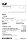 A-LEVEL AQA 2025 PHYSICS PAPER 3 SECTION B TURNING POINTS IN PHYSICS