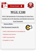 WGU C180 Introduction To Psychology OA Study Pack &ndash; Complete Set of 170&plus; Questions and Detailed Answers for Exam Preparation &vert;&vert; Complete A&plus; Guide