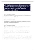 AP English Literature & Composition A - Unit 3&colon; Poetry&colon; Language&comma; Style&comma; and Tone &lpar;All Quick Checks&comma; Quizzes&comma; Practice&comma; & Unit