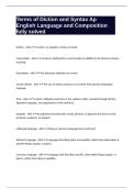 Terms of Diction and Syntax Ap English Language and Composition fully solved
