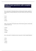 Poetry Exam questions with complete solutions