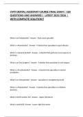 CMTI DENTAL ASSISTANT COURSE FINAL EXAM &vert; 160 QUESTIONS AND ANSWERS &vert;  LATEST 2025&sol;2026 &vert; WITH COMPLETE SOLUTION&excl;&excl;