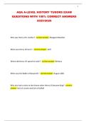 AQA A-LEVEL HISTORY TUDORS EXAM QUESTIONS WITH 100&percnt; CORRECT ANSWERS 2025&sol;2026