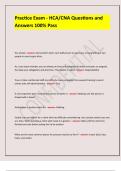 Practice Exam - HCA&sol;CNA Questions and  Answers 100&percnt; Pass