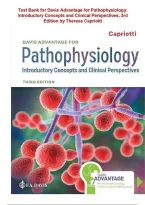 Davis Advantage for Pathophysiology 3rd Edition Test Bank &vert; Theresa Capriotti &vert; Complete Verified Exam Questions & Clinical Pathophysiology Answers 
