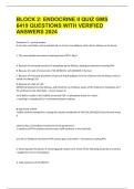 BLOCK 2&colon; ENDOCRINE II QUIZ GMS 6419 QUESTIONS WITH VERIFIED ANSWERS 2024