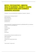 BOYD - PSYCHIATRIC - MENTAL HEALTH NURSING - EXAM 3 - CHAPS&period; 22-32 QUESTIONS AND CORRECT ANSWERS 2025&sol;2026