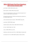 BUAL 2650 Gupta Final Exam Questions with Correct Answers 2025