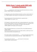 BUAL Exam 1 study guide 2025 with Complete Solutions