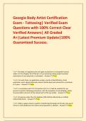  Georgia Body Artist Certification Exam - Tattooing&vert; Verified Exam Questions with 100&percnt; Correct Clear Verified Answers&vert; All Graded A&plus;&vert;Latest Premium Update&vert;100&percnt; Guaranteed Success&period;
