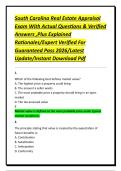 South Carolina Real Estate Appraisal Exam With Actual Questions & Verified Answers &comma;Plus Explained Rationales&sol;Expert Verified For Guaranteed Pass 2026&sol;Latest Update&sol;Instant Download Pdf