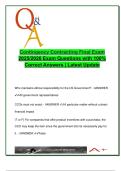 Contingency Contracting Final &ndash; 100 Exam Questions with Verified Answers &ndash; FAR&comma; Ethics&comma; Fiscal Law&comma; CCO Operations &ndash; 2025&sol;2026