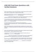 AGB 302 Final Exam Questions with Verified Solutions