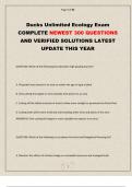 Ducks Unlimited Ecology Exam COMPLETE NEWEST 300 QUESTIONS AND VERIFIED SOLUTIONS LATEST UPDATE THIS YEAR