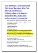NERC Reliability Coordinator Exam With Actual Questions & Verified Answers &comma;Plus Explained Rationales&sol;Expert Verified For Guaranteed Pass 2026&sol;Latest Update&sol;Instant Download Pdf