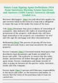 Notary Loan Signing Agent Definitions 2024  Exam Questions Marking Scheme Questions  and Answers &lpar;100&percnt; Correct Answers&rpar; Already  Graded A&plus;