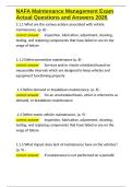 NAFA Maintenance Management Exam Actual Questions and Answers 2026&period;docx