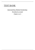 TEST BANK Quick and Easy Medical Terminology 9th edition by Leonard Chapter 1 to 15