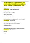 FBLA Healthcare Administration Part A - Managing Office Procedures Exam Actual Questions and Answers 2026&period;docx