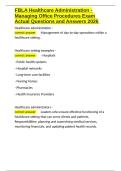 FBLA Healthcare Administration - Managing Office Procedures Exam Actual Questions and Answers 2026&period;docx