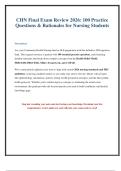 CHN Final Exam 2026&colon; 100 Q&A Review for Nursing Students