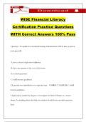 WISE Financial Literacy Certification Practice Questions WITH Correct Answers 100&percnt; Pass