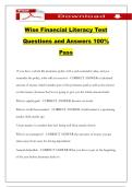 Wise Financial Literacy Test Questions and Answers 100&percnt; Pass