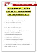 WISE FINANCIAL LITERACY &lpar;PRACTICE EXAM&rpar; QUESTIONS AND ANSWERS 100&percnt; PASS