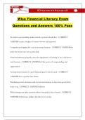 Wise Financial Literacy Exam Questions and Answers 100&percnt; Pass