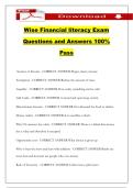 Wise Financial literacy Exam Questions and Answers 100&percnt; Pass