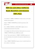RDH law and ethics California Exam Questions and Answers 100&percnt; Pass