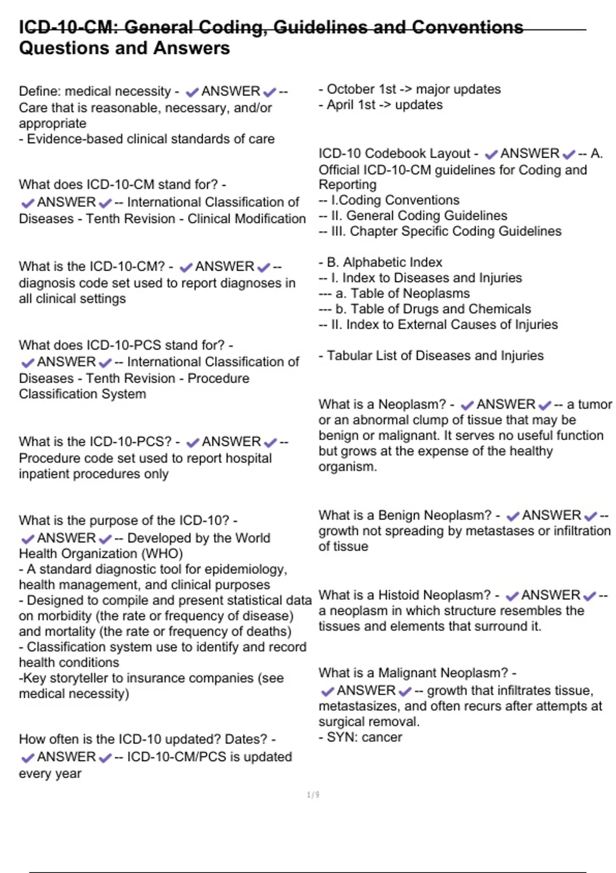 ICD-10-CM: General Coding, Guidelines and Conventions Questions and ...