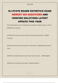 NJ STATE BOARD ESTHETICS EXAM NEWEST 500 QUESTIONS AND VERIFIED SOLUTIONS LATEST UPDATE THIS YEAR
